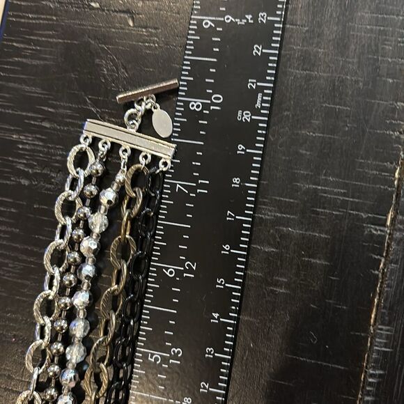 Cookie Lee Multistrand Toggle Chain Mixed Media Beaded Bracelet - Picture 7 of 7